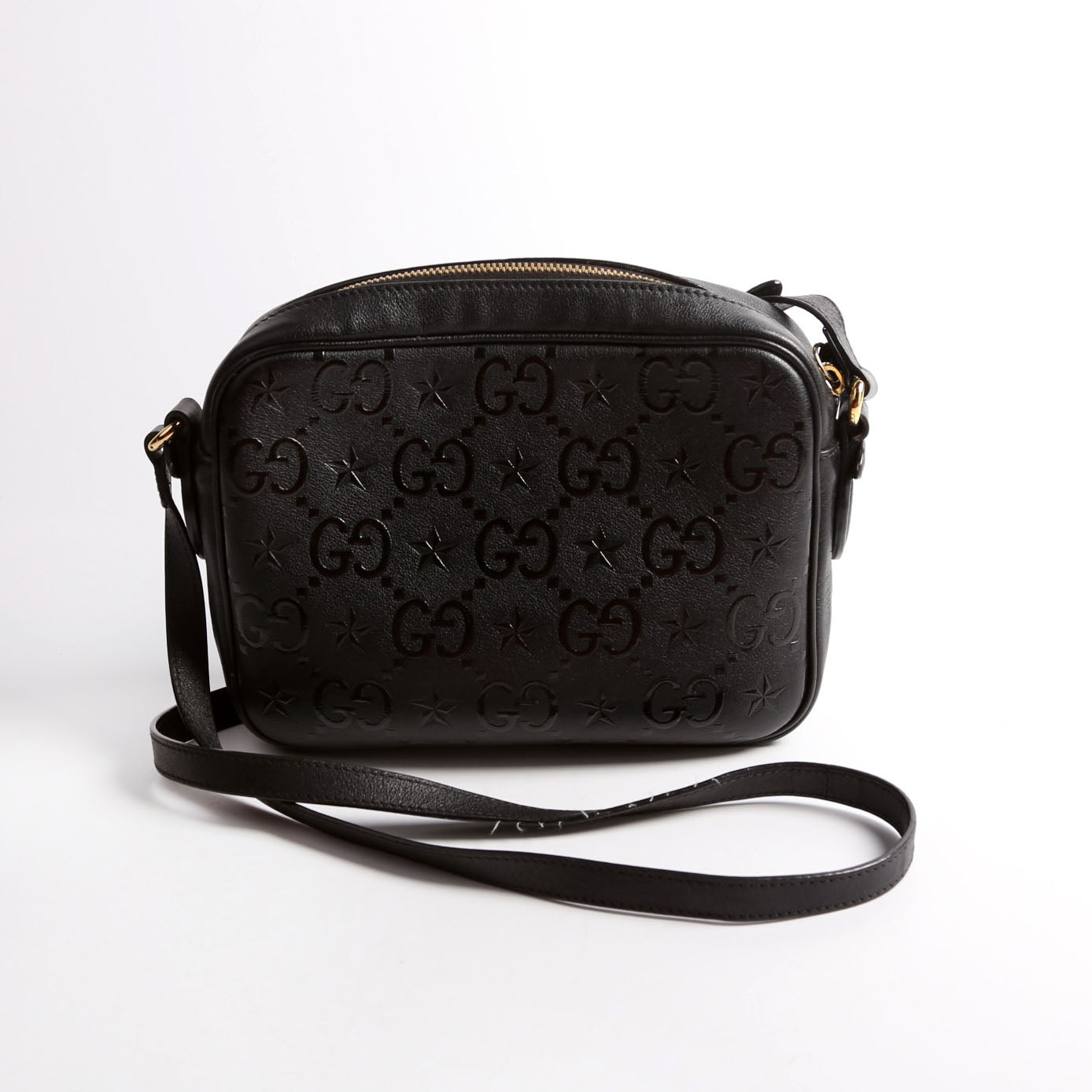 GCCI  GG Star Embossed Leather Small Shoulder Bag Black