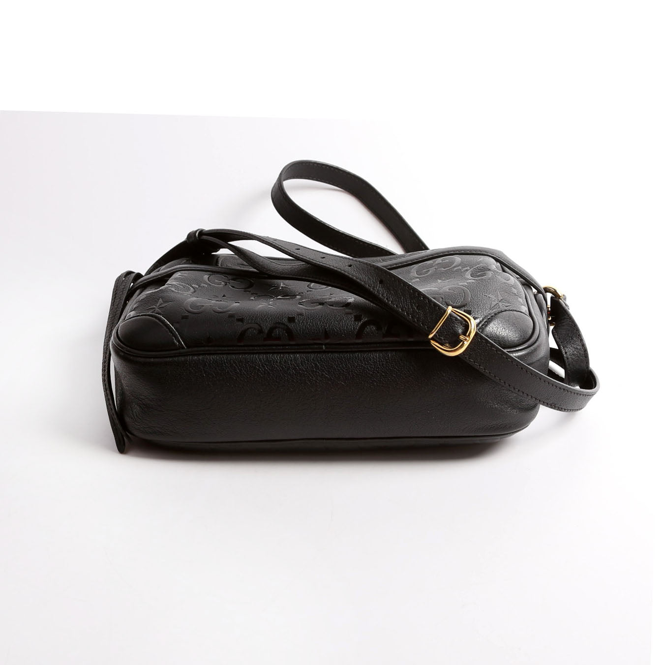 GCCI  GG Star Embossed Leather Small Shoulder Bag Black