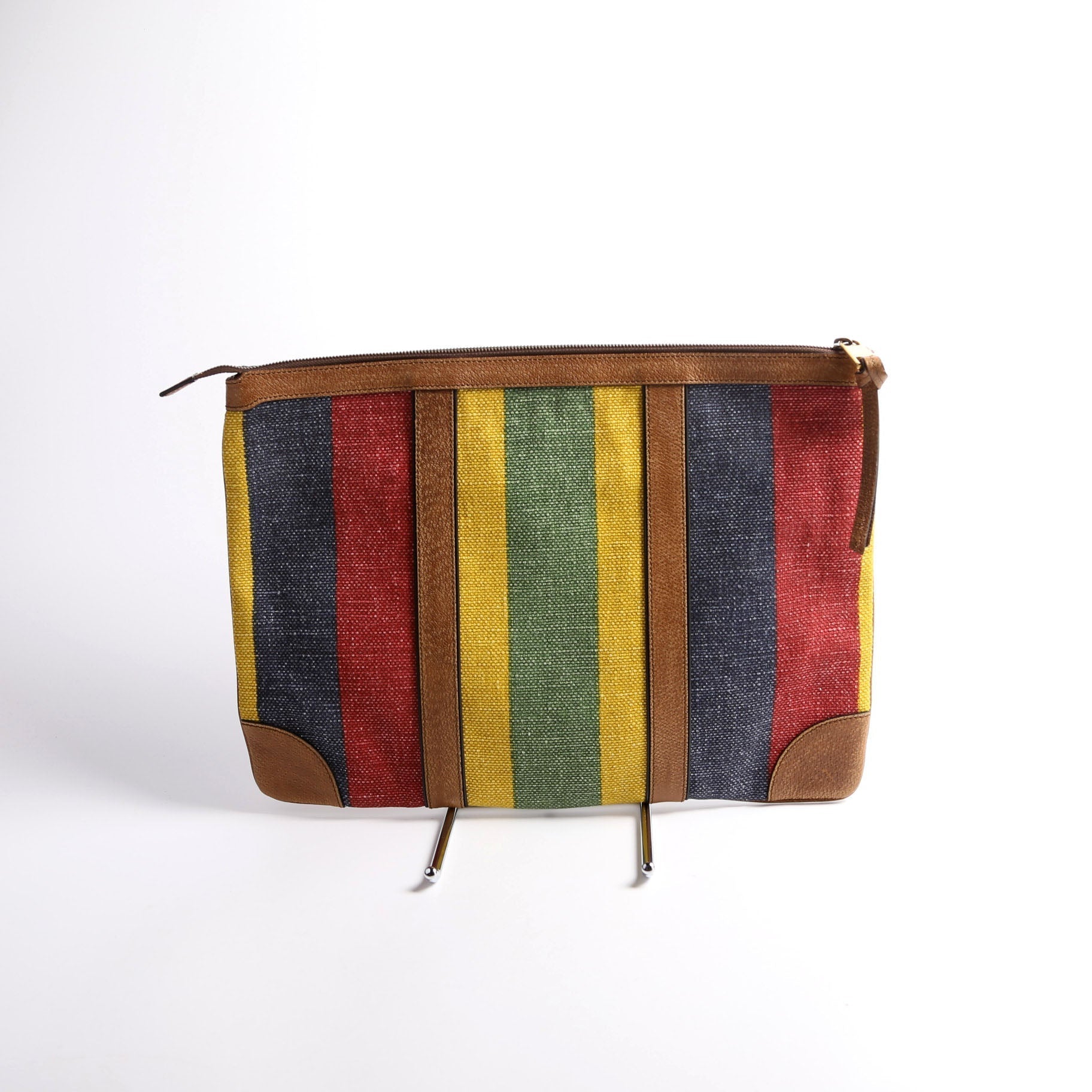 GCCI  Baiadera Striped Canvas Large Pouch