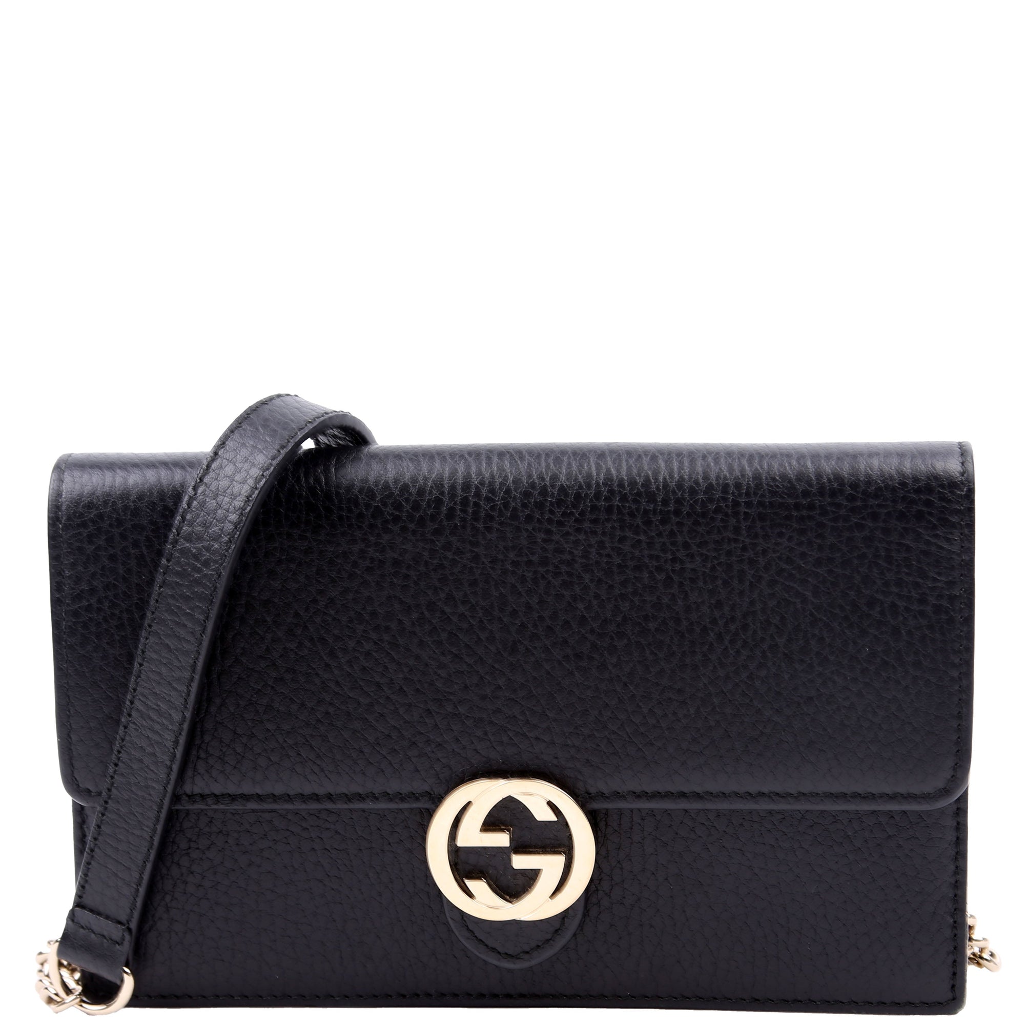 GCCI  Interlocking G Chain Wallet Black