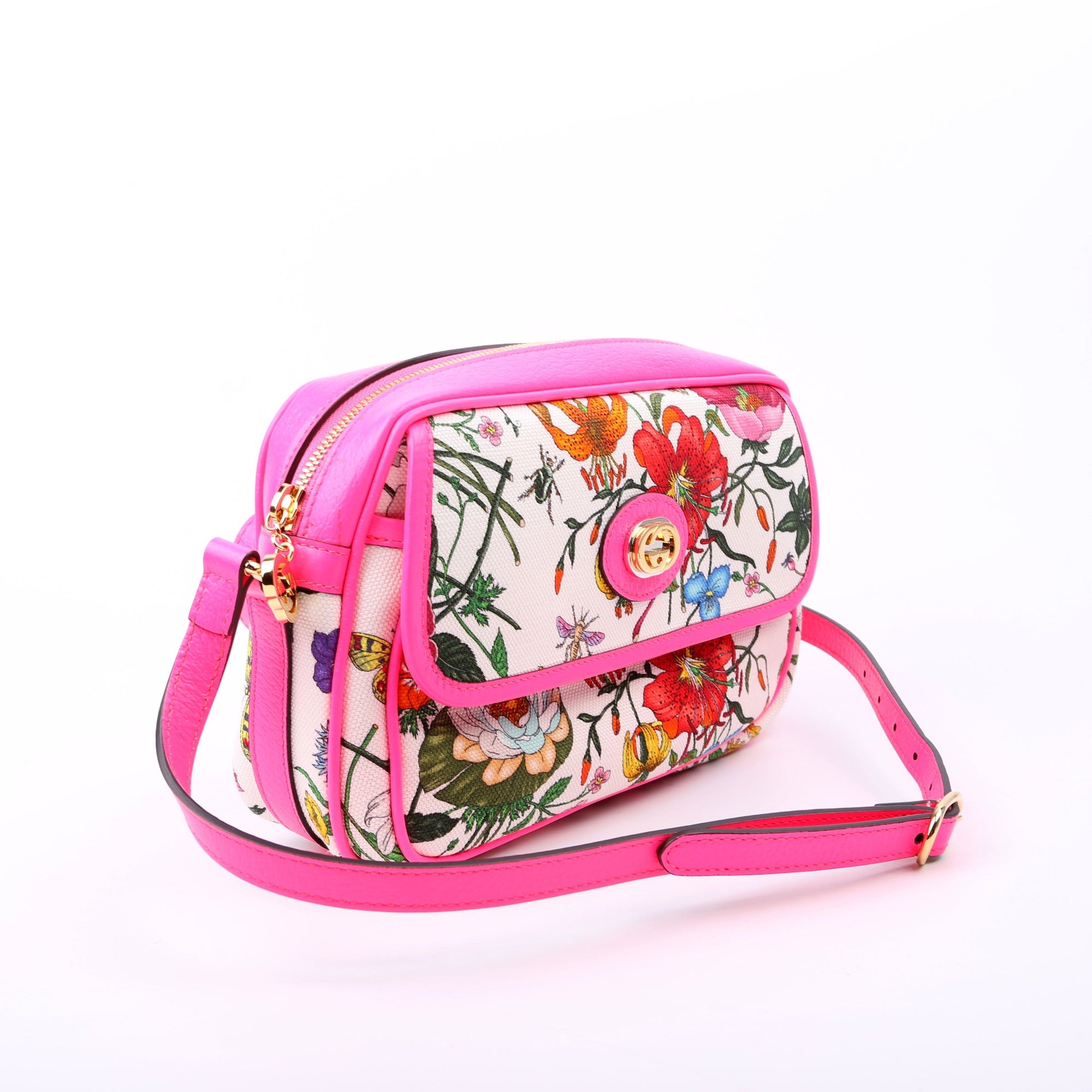 GCCI  Flora Canvas Crossbody Pink