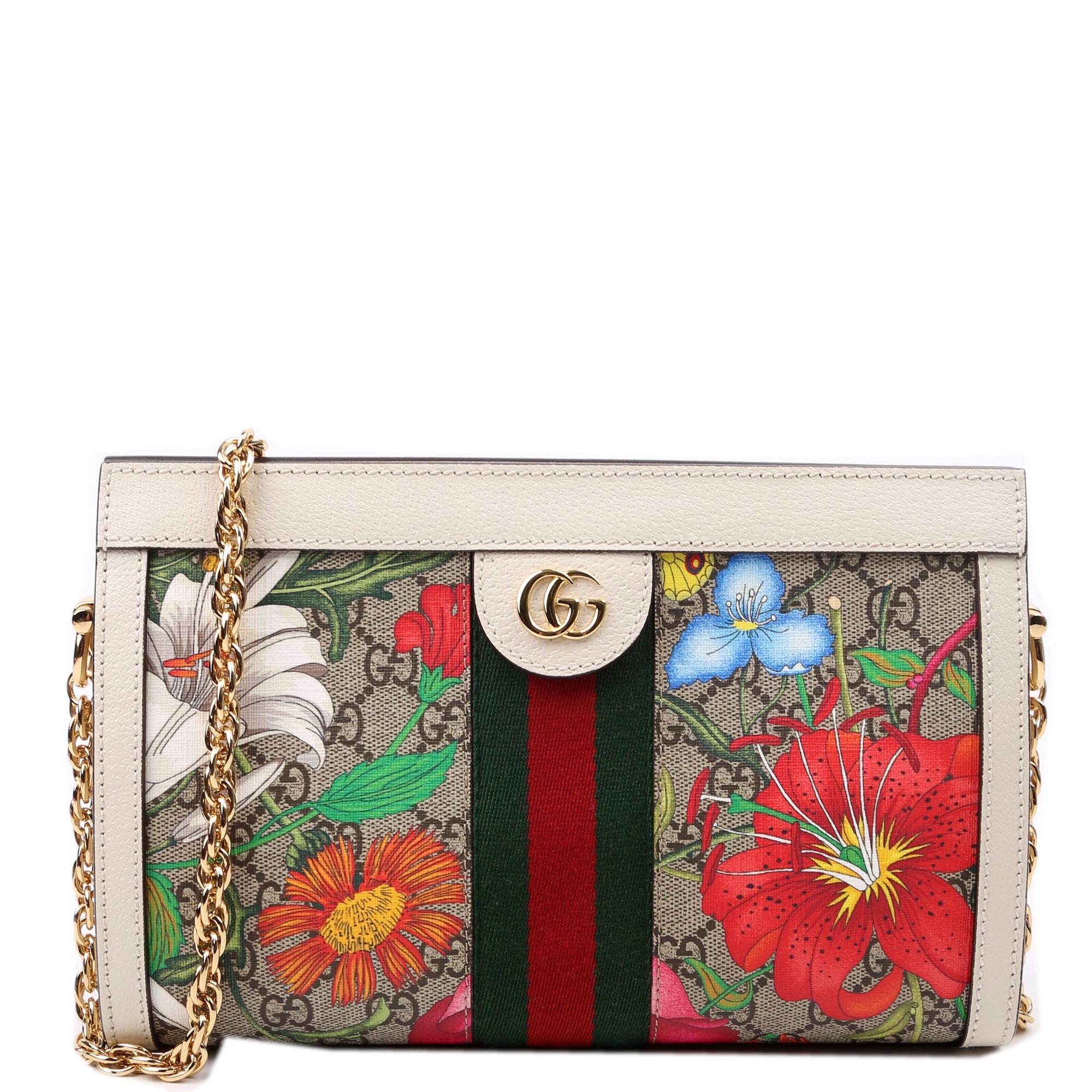 GCCI  GG Supreme Flora Ophidia Small Chain White