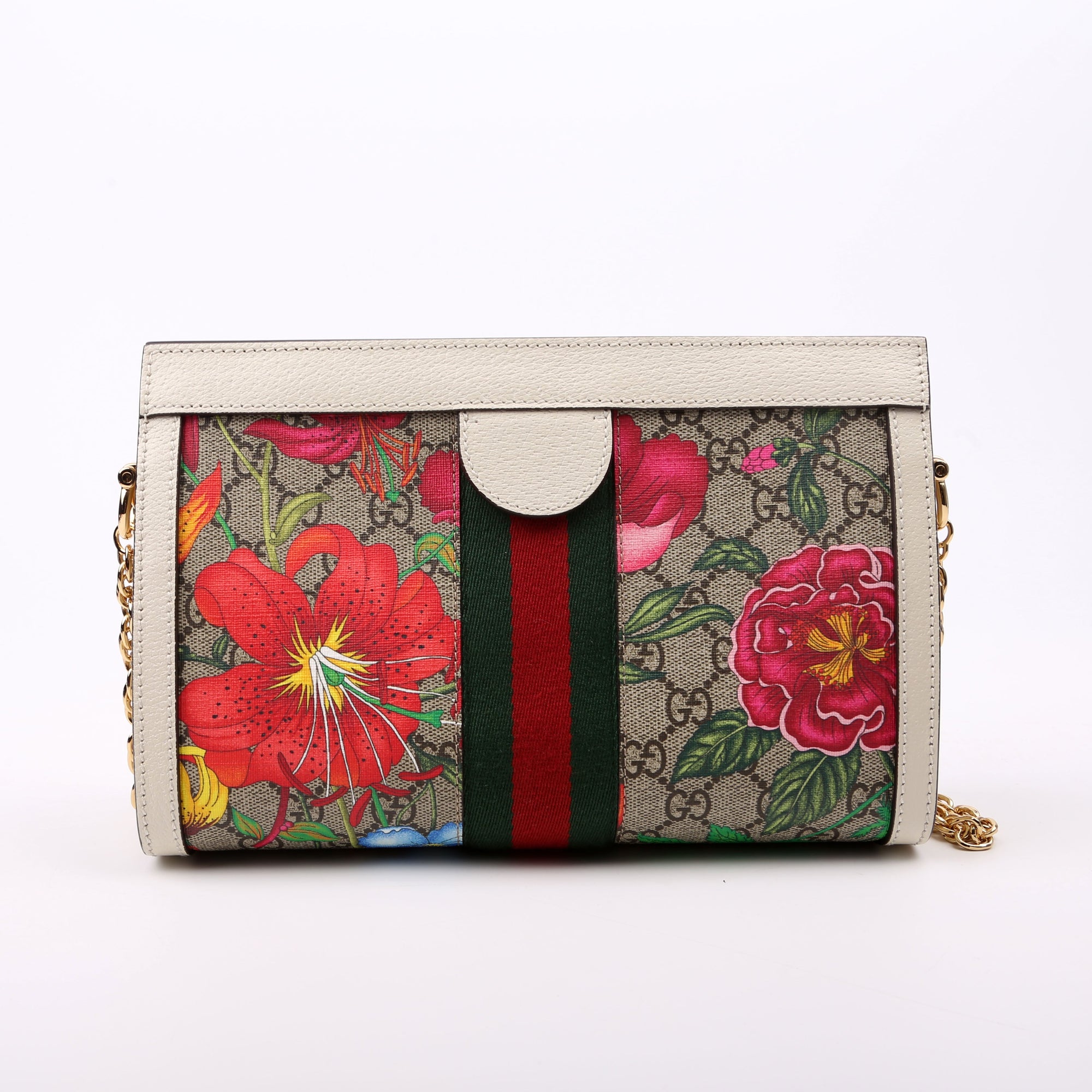 GCCI  GG Supreme Flora Ophidia Small Chain White
