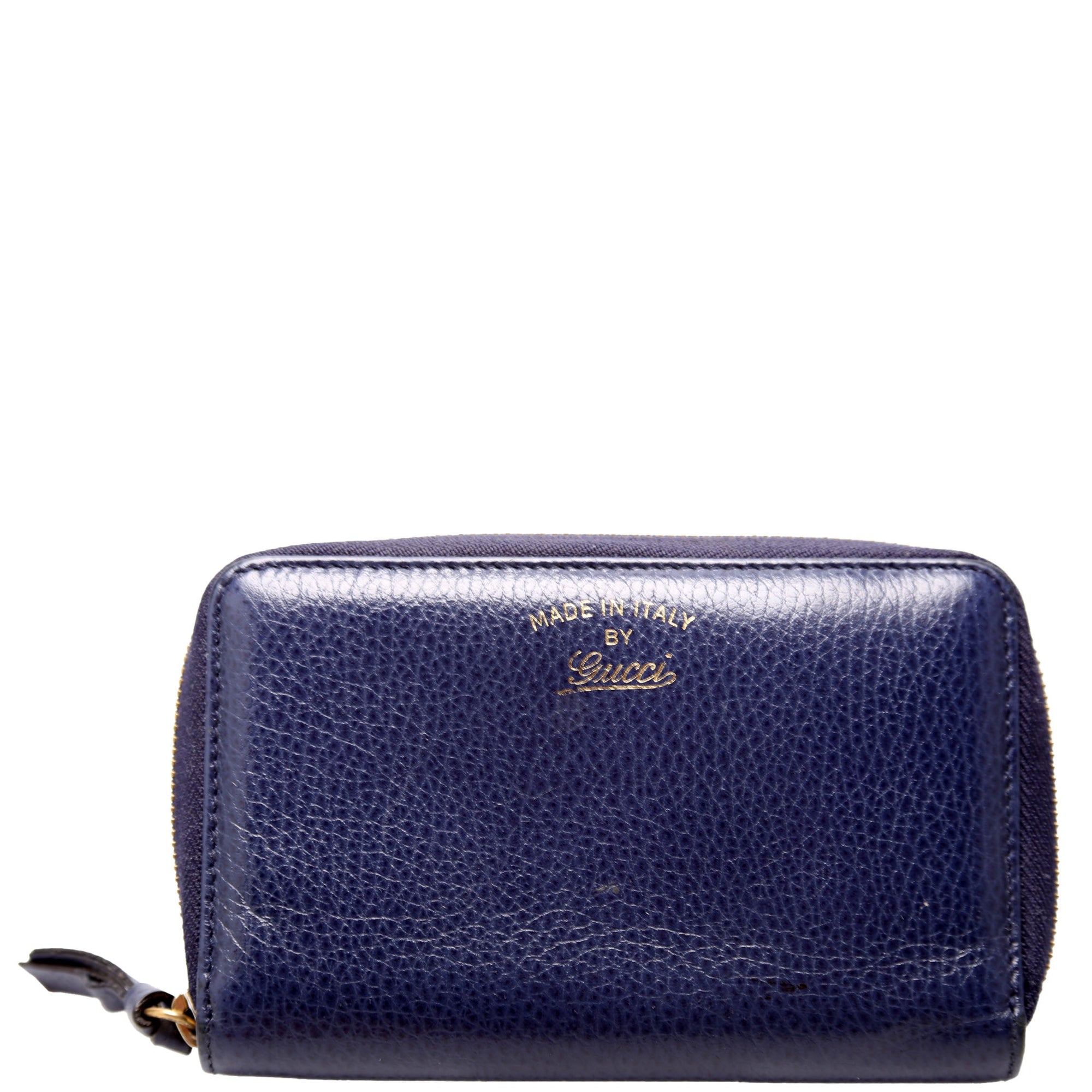GCCI  Compact Leather Zip Wallet Navy