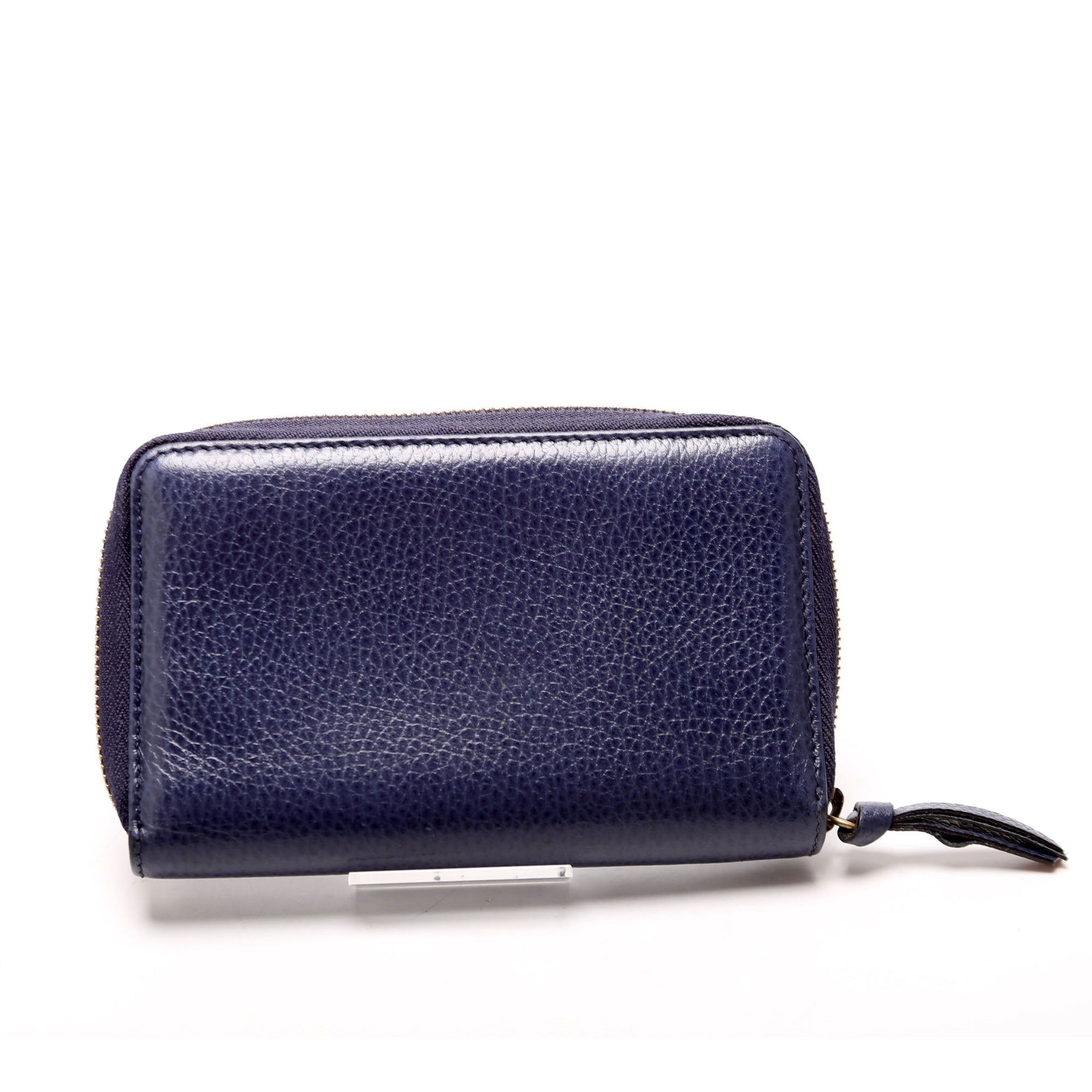 GCCI  Compact Leather Zip Wallet Navy