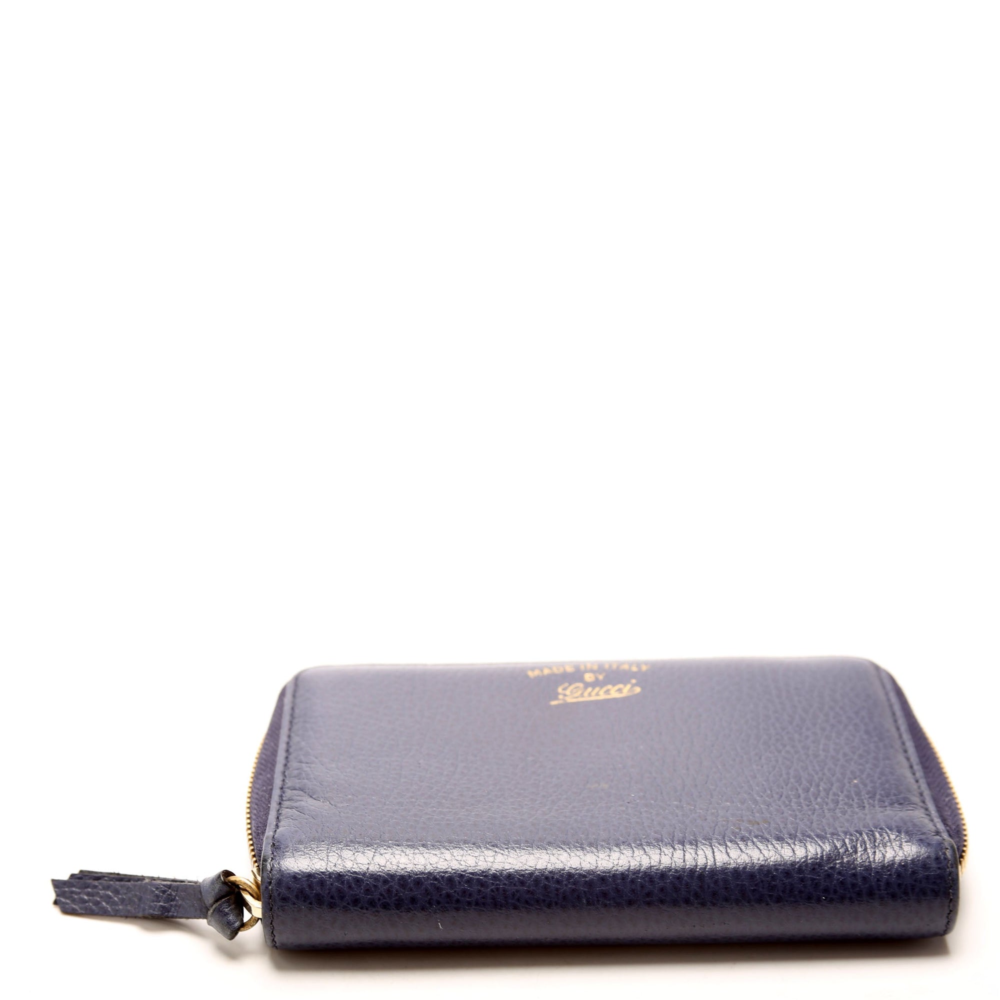 GCCI  Compact Leather Zip Wallet Navy