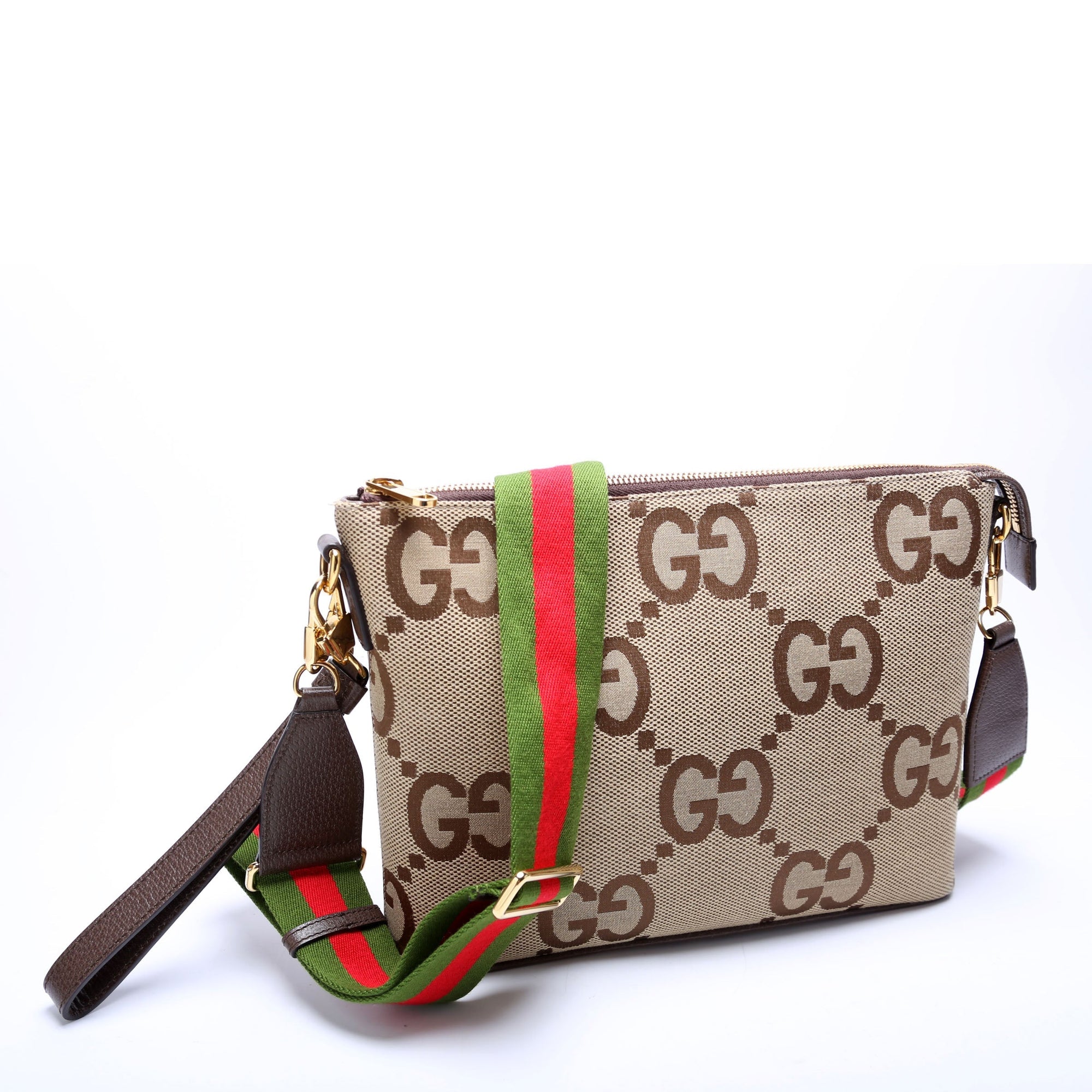 GCCI  Jumbo GG Messenger Brown, Red, Green and Gold