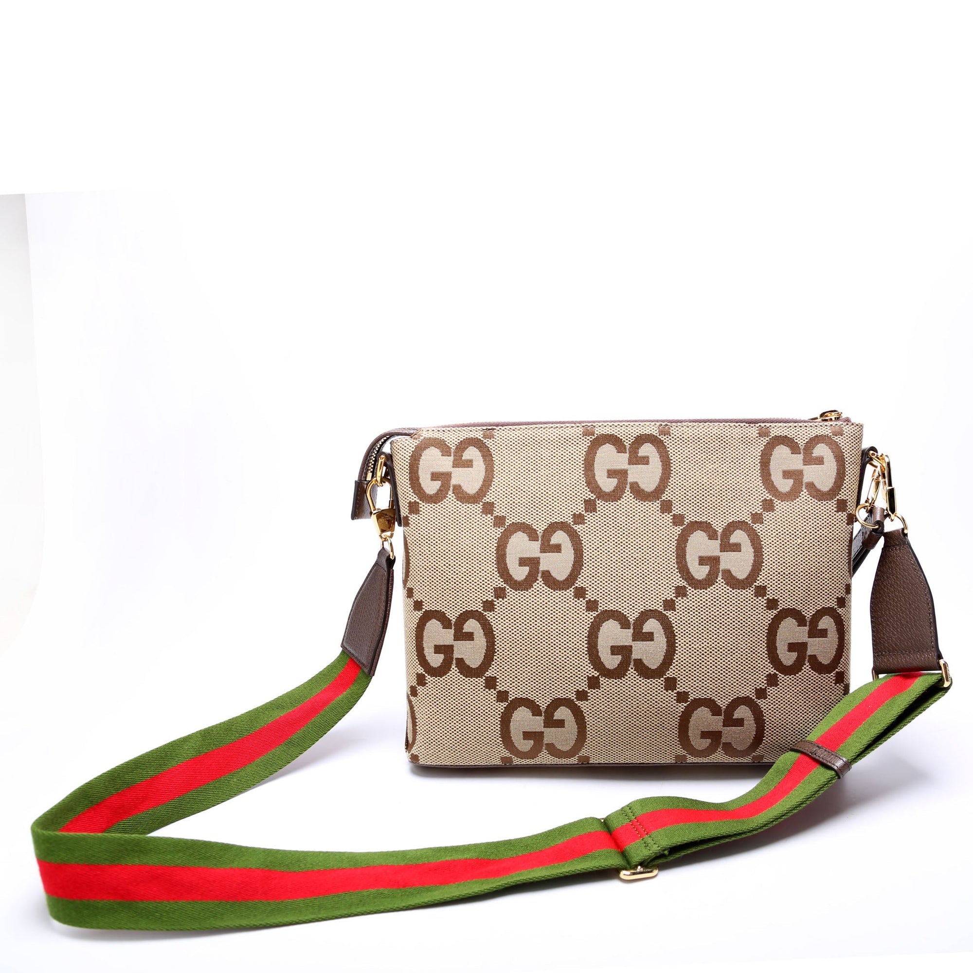 GCCI  Jumbo GG Messenger Brown, Red, Green and Gold