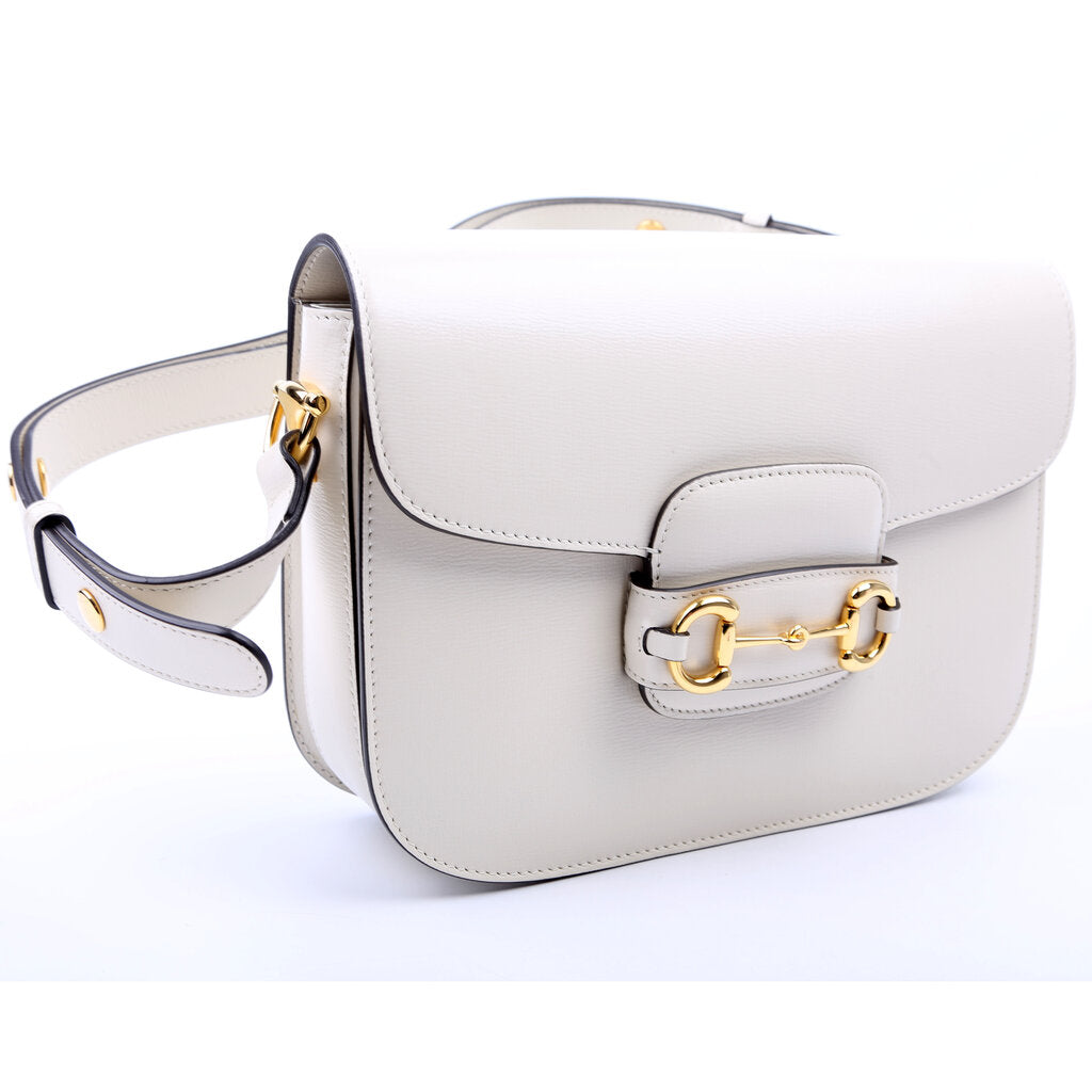 GCCI  Horsebit  Leather Shoulder Bag White