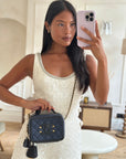 *HOT* CH Navy & Black Small Vanity Case Bag in Caviar Leather with Brushed Gold Hardware