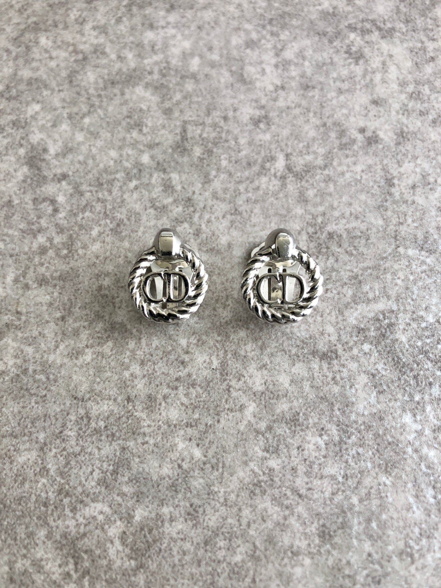 Christian D1OR CD Logo Earrings Silver Vintage rfti6g