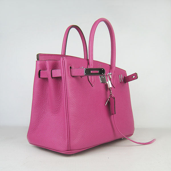 HMS Birkin 30cm Togo Leather Handbags Peach Silver