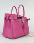 HMS Birkin 30cm Togo Leather Handbags Peach Silver