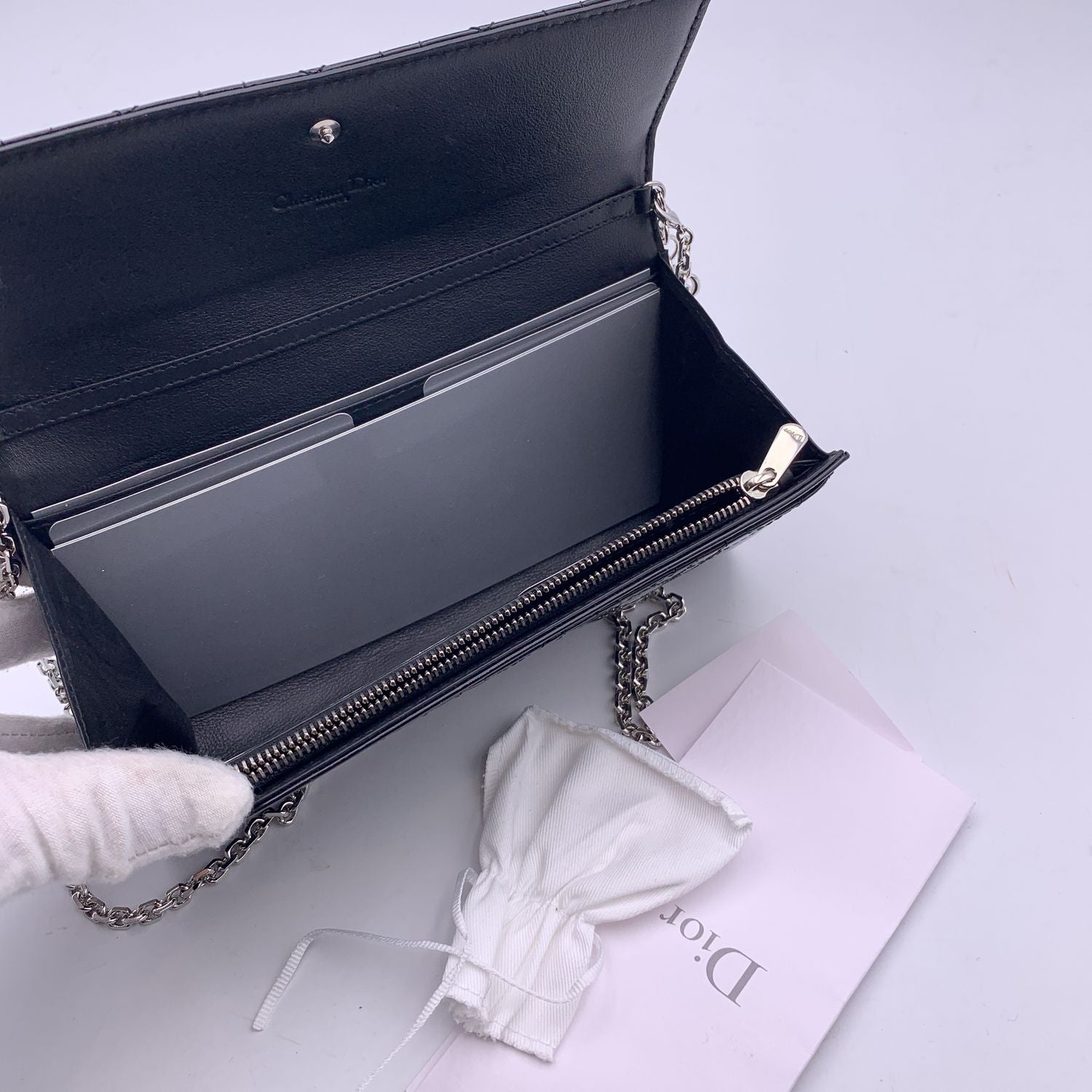 CHRISTIAN D1OR Black Patent Leather Clutch Pochette Lady D1OR Bag