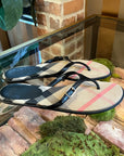 BBERRY Black Check Sandals SZ 38