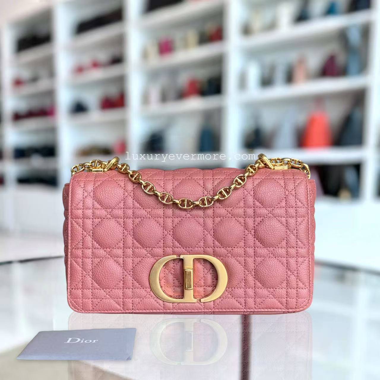 *Un* D1OR Caro - Medium Cannage Calfskin Pink Gold Hardware