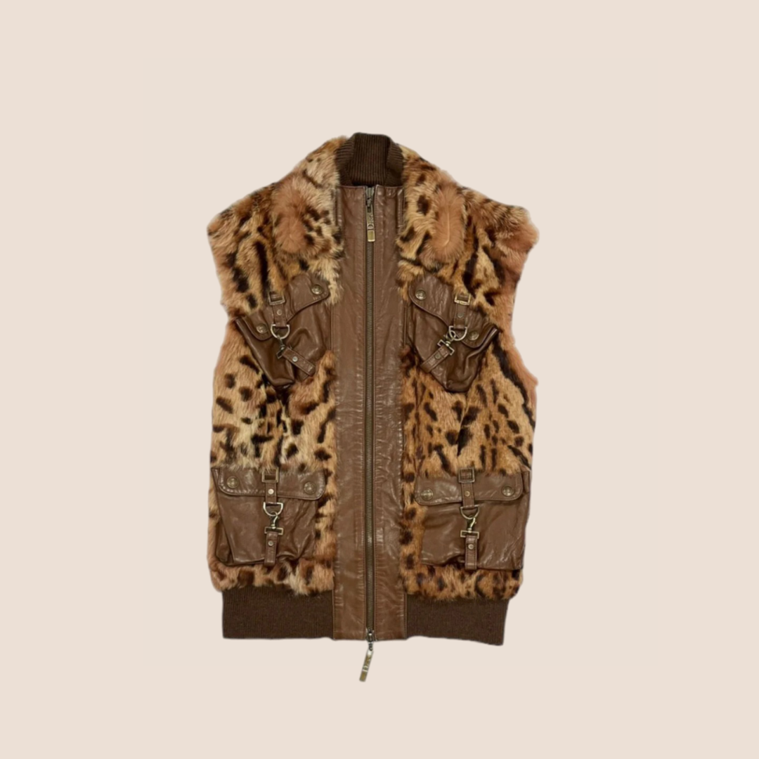 CHRISTIAN D1OR AW 2004 CHEETAH PRINT FUR VEST
