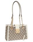 (WMNS) GCCI Padlock Metallic Logo Canvas Chain handbag Small / White 498156-KHNKG-9761