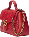 (WMNS) GCCI GG Marmont Gold Logo Distress Leather Chain handbag Small Red Classic 498110-DTDIT-6433