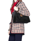 (WMNS) GCCI Padlock Metallic Logo Embossing Leather Tote Chain Black Handbag 479197-0REAG-1000