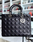 *Recolored* D1OR Lady Large - Cannage Lambskin Black Silver Hardware