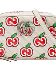 (WMNS) GCCI GG Marmont Silver Logo Apple Pattern Leather Chain Shoulder Messenger Bag Small White / Red Valentine's Day limited 447632-1W9AN-9086
