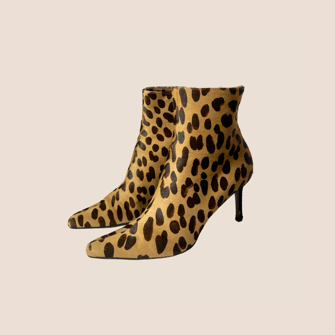 CHRISTIAN D1OR 2000 LEOPARD PRINT PONY HAIR BOOTS