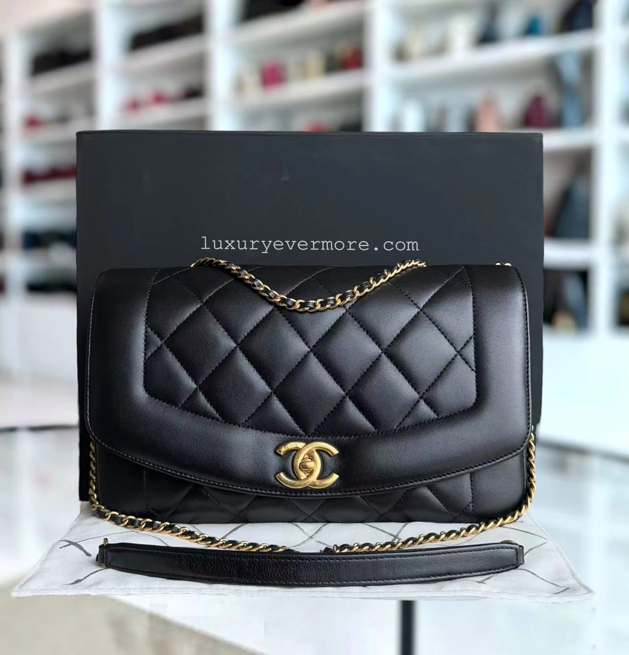 *Rare Re-issue* CH Diana - Modern Reissue Lambskin Quilted Black Gold Hardware Series 20