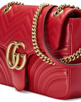 (WMNS) GCCI GG Marmont Gold Logo Distress Leather Chain Shoulder Messenger Bag Red Classic 443496-DTDIT-6433