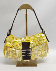 FNDI Baguette Yellow Silk With Mother Of Pearl Sequins Extremely Rare