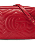 (WMNS) GCCI GG Marmont Gold Logo Leather Chain Small Red Classic Shoulder Messenger Bag 447632-DTD1T-6433