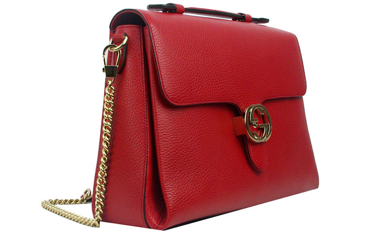 (WMNS) GCCI Double G Buckle Leather Messenger Bag Chain Large Red Handbag 510306-CAO0G-6420