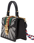 (WMNS) GCCI Sylvie Gold Buckle Stripe Webbing Mini Black Handbag 470270-9AAQG-8720