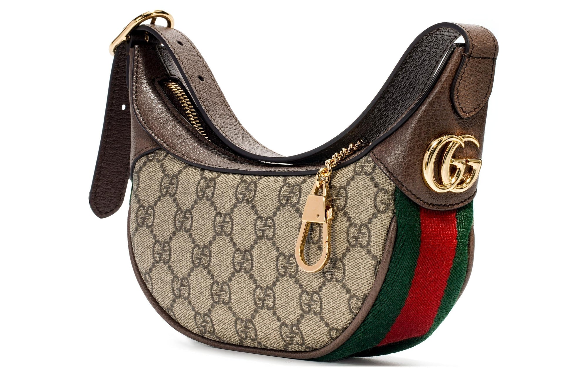 (WMNS) GCCI Ophidia Retro Logo Stripe Webbing Canvas Armpit Ebony / Brown Shoulder Bag 658551-96IWG-8745