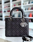 *Rare Caviar* D1OR Lady Medium - Grained Calfskin Cannage Black Silver Hardware
