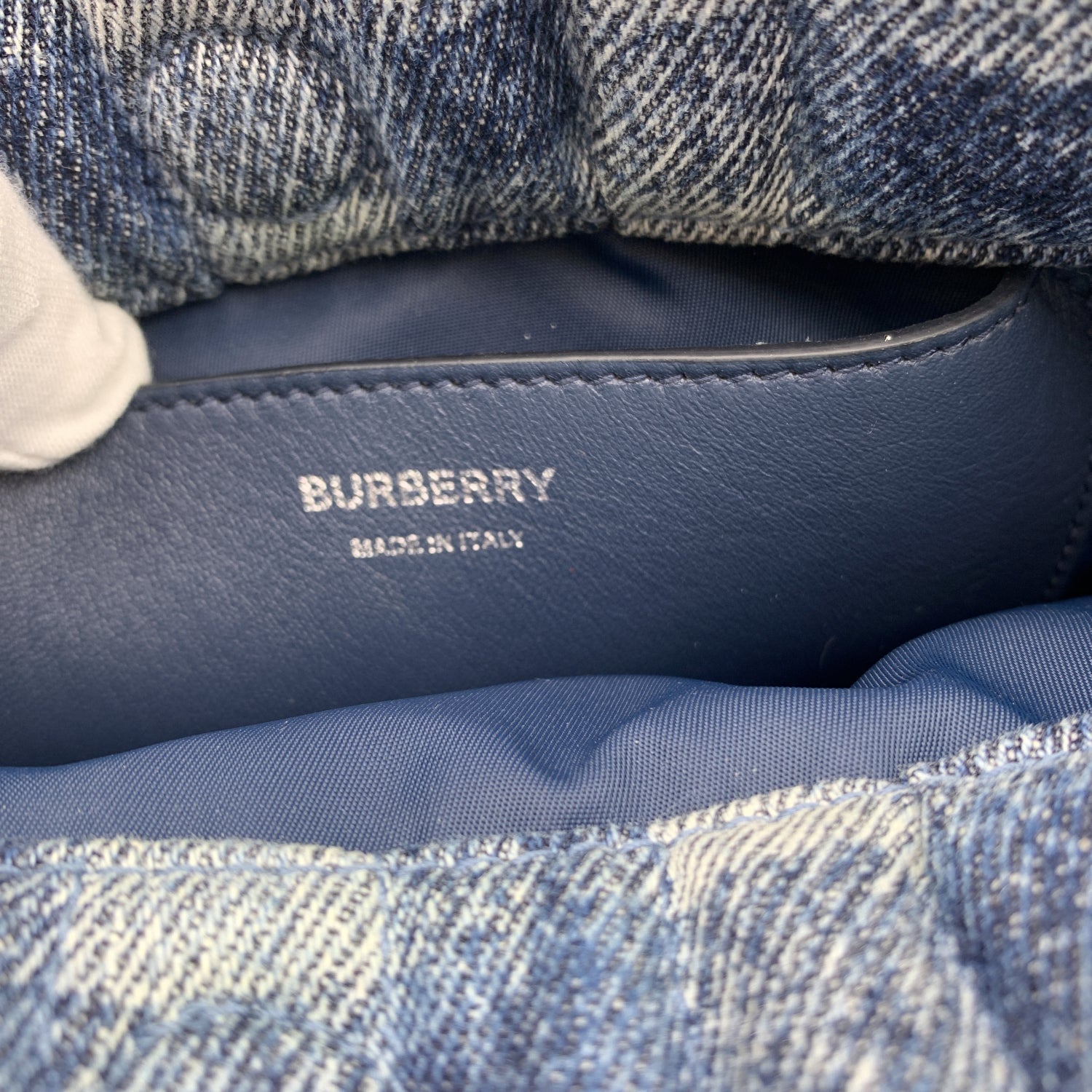 BBERRY Blue Denim Quilted Small Lola Bucket Shoulder Bag Tote