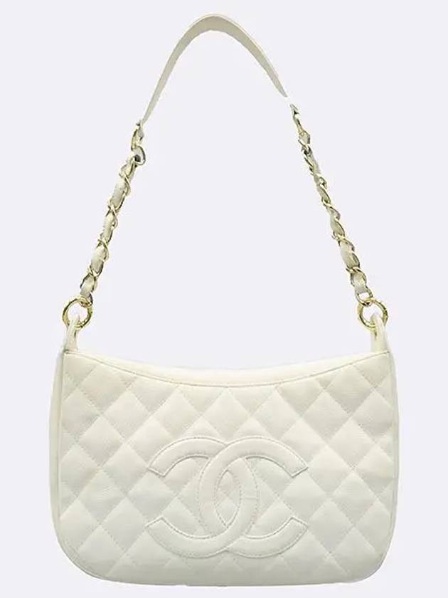 A20993 Ivory White Color Timeless Caviar Hobo Bag CH