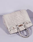 HMS Birkin 35cm Crocodile Leather Handbag Himalaya Gold