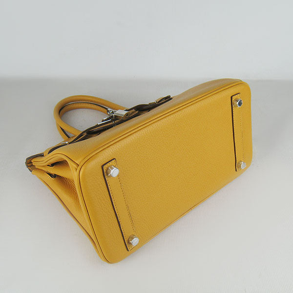 HMS Birkin 30cm Togo Leather Handbags Yellow Silver