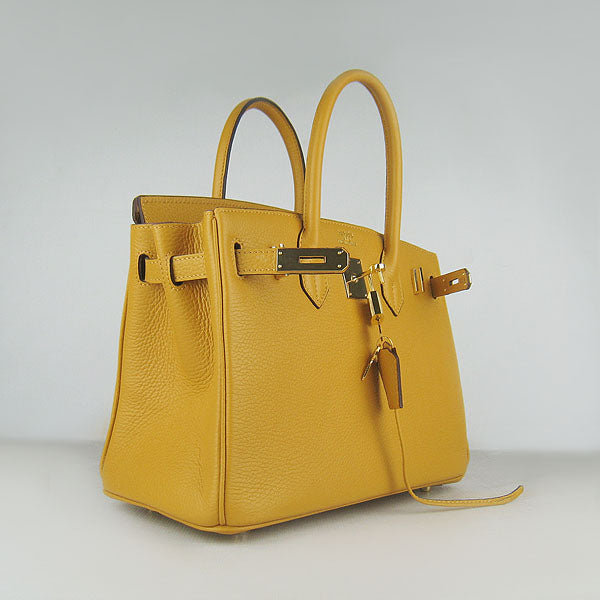 HMS Birkin 30cm Togo Leather Handbags Yellow Golden