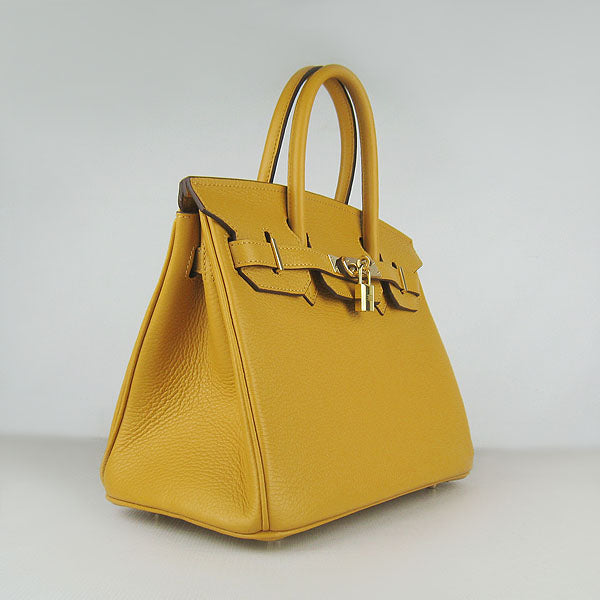 HMS Birkin 30cm Togo Leather Handbags Yellow Golden