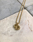 Christian D1OR CD Logo Rhinestone Necklace Gold Vintage hk42f6