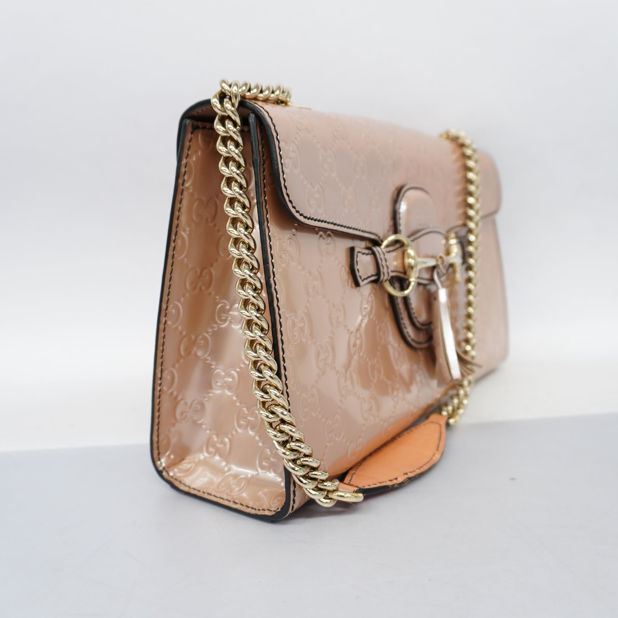 GCCI  Horsebit Shoulder Bag Emily Enamel 295402 Women's Shoulder Bag Pink