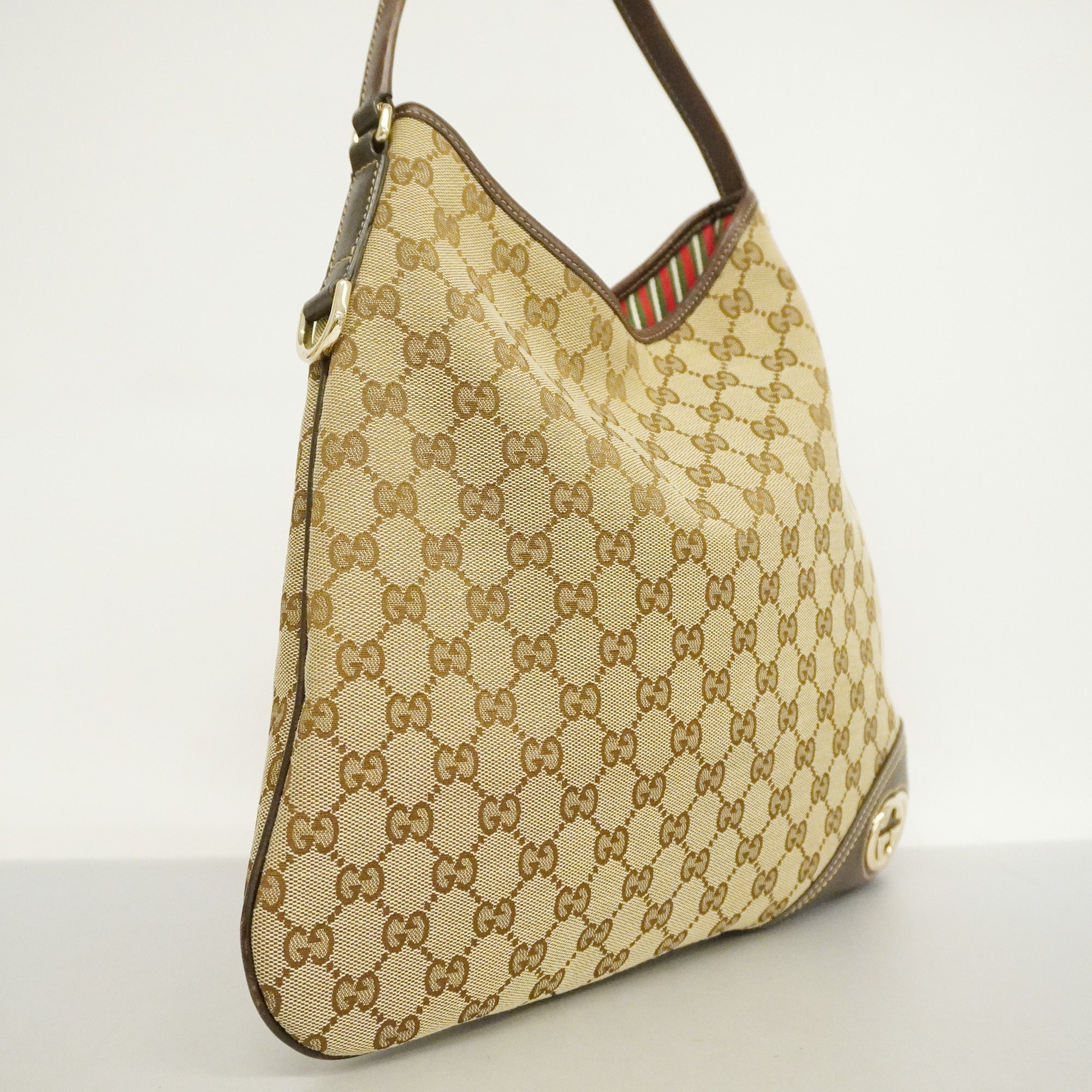 GCCI  GG Canvas 169947 Women's GG Canvas,Leather Tote Bag Beige