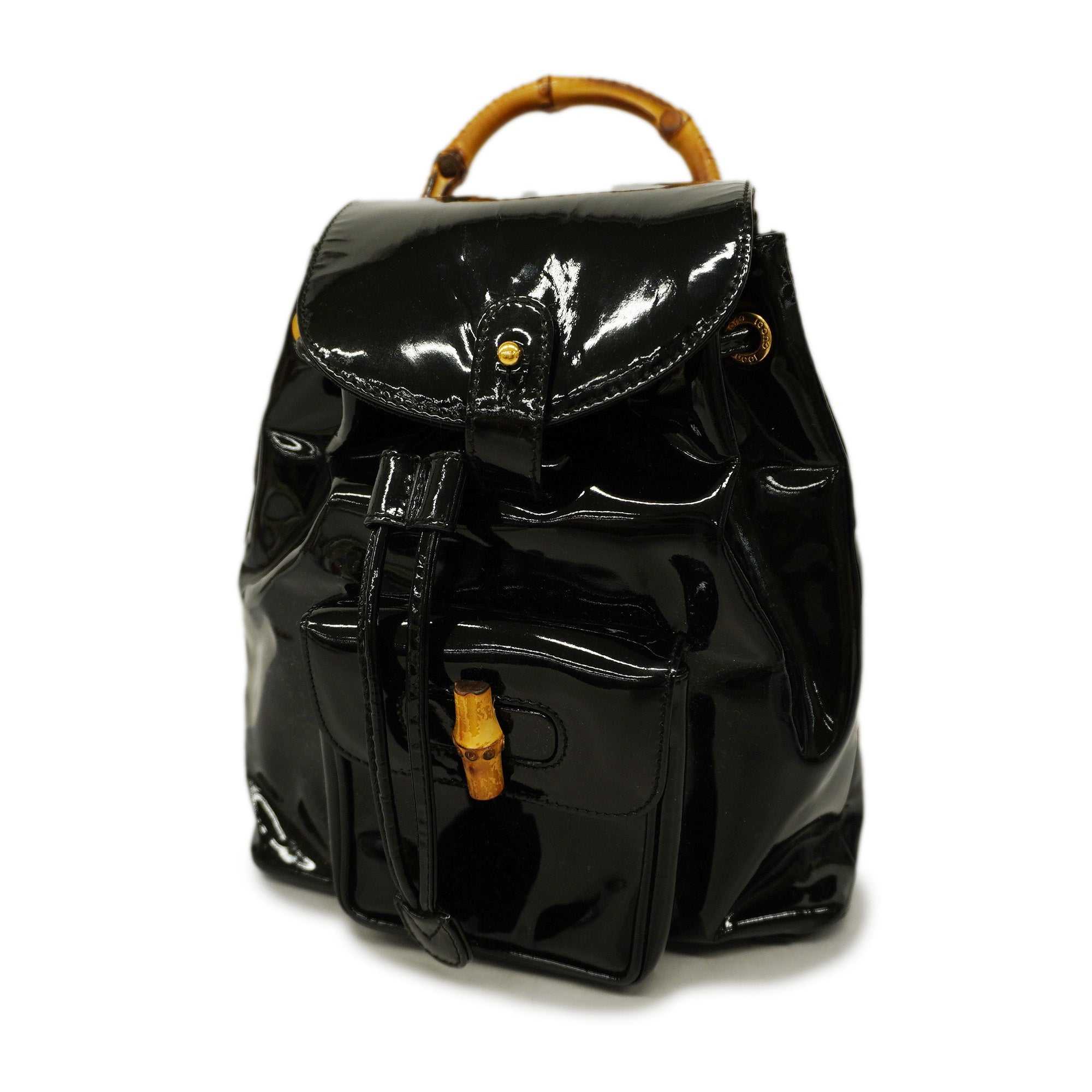 GCCI  Bamboo Rucksack Enamel 003 2058 0030 Women's Backpack Black