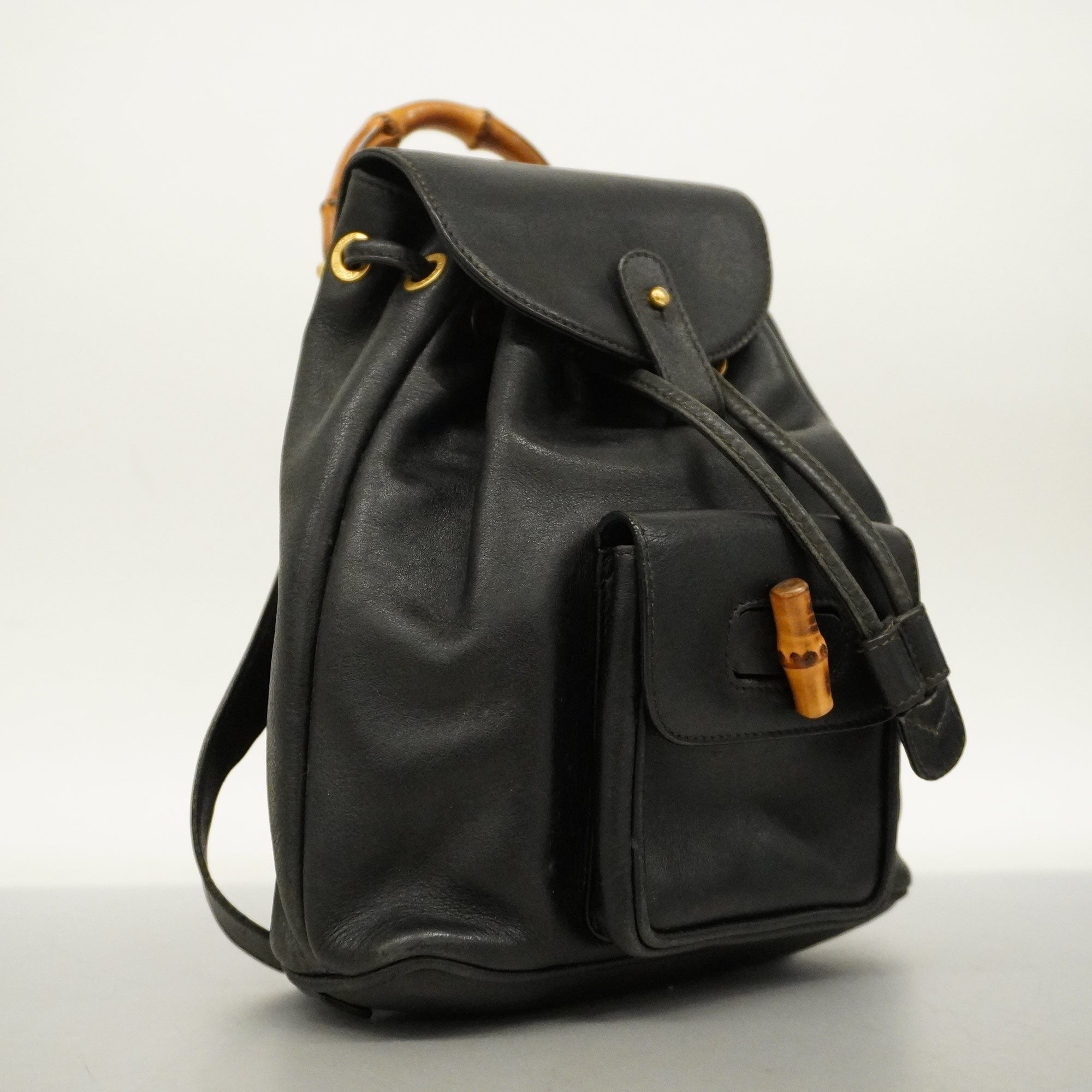 GCCI  Bamboo Rucksack 003 1705 0030 Women's Leather Backpack Black