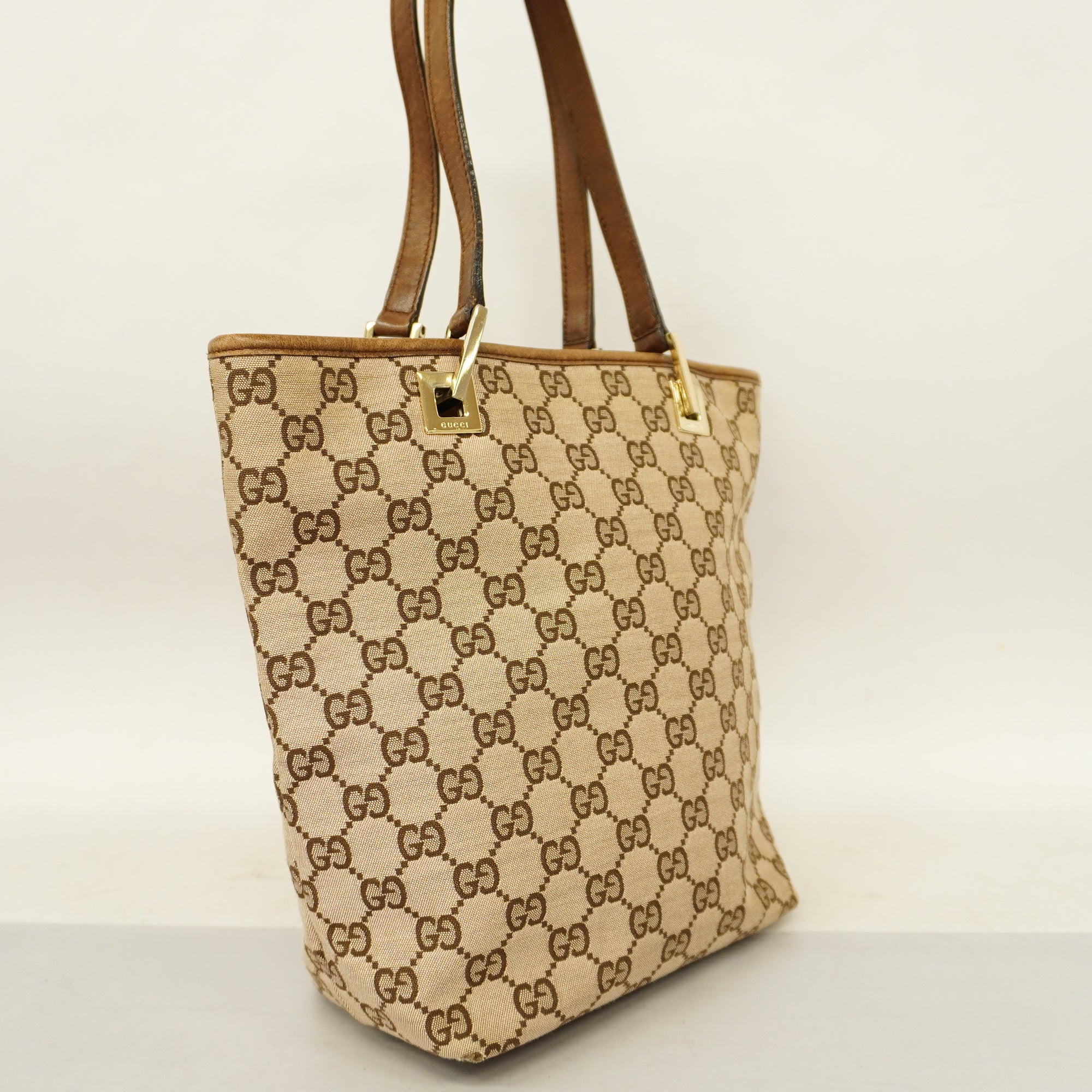 GCCI  GG Canvas Handbag 002 1099 Women's Leather Handbag Beige,Brown