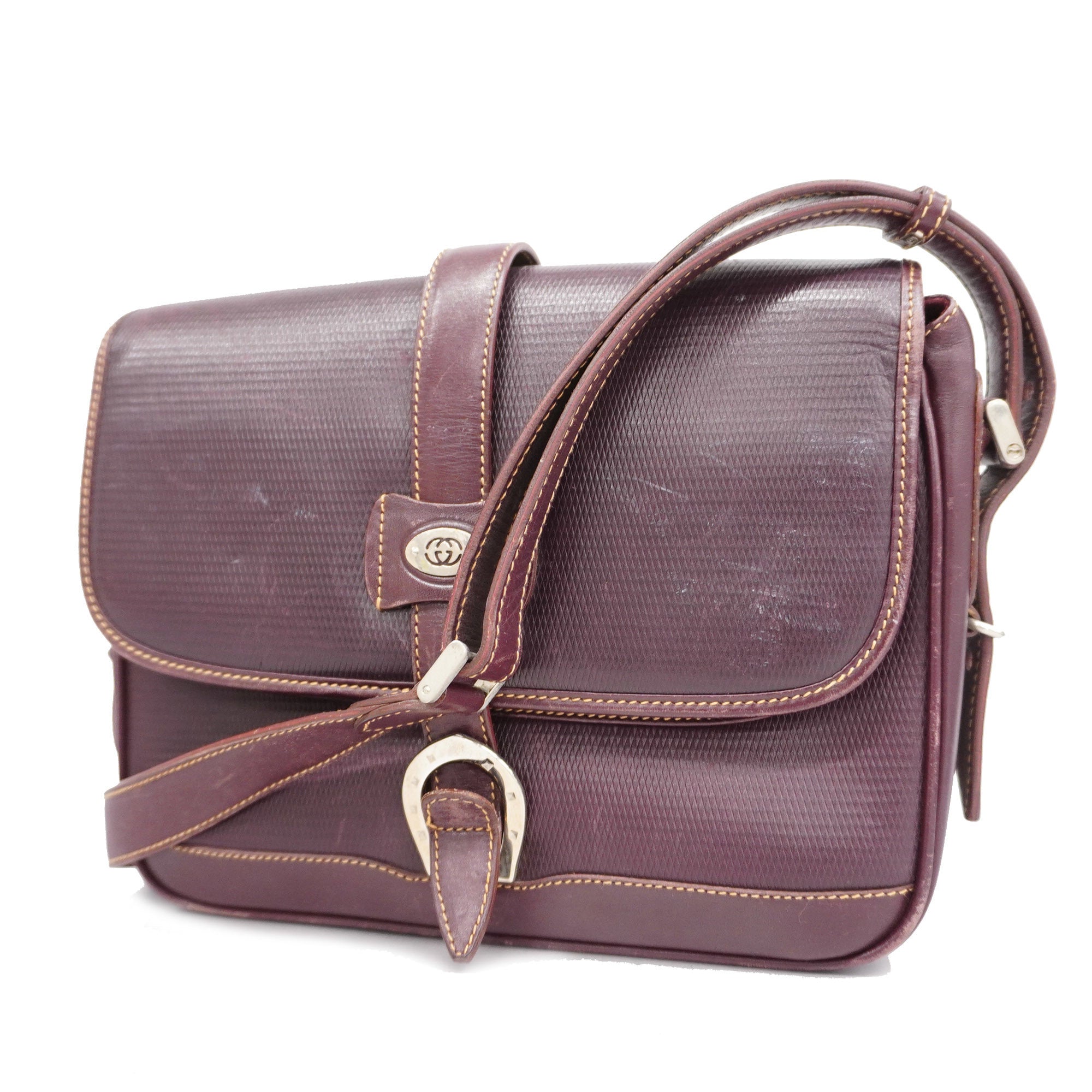 GCCI  GG Canvas Shoulder Bag 001 106 0466 Women's Leather Bordeaux
