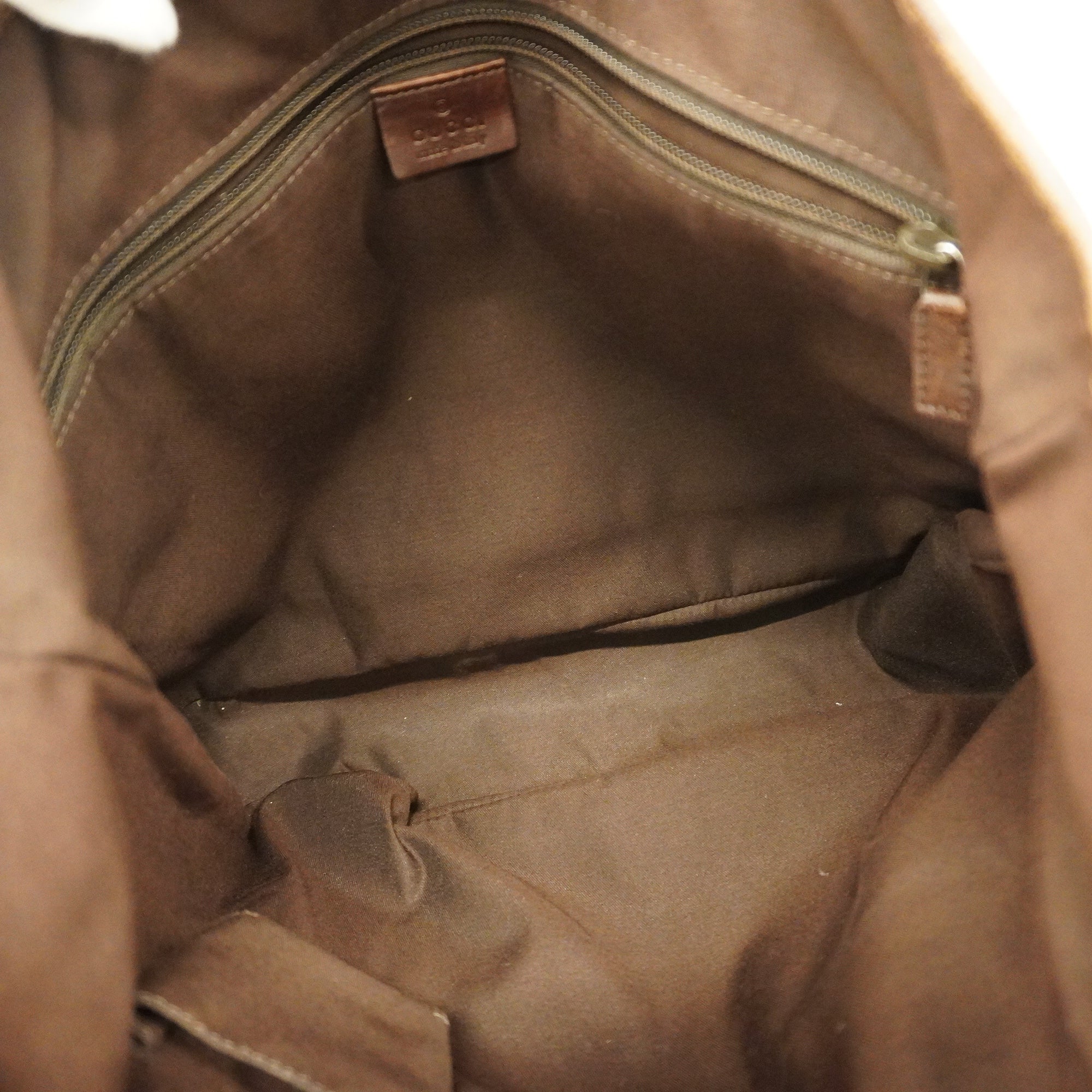 GCCI  GG Canvas 002-1073 Women's Leather Tote Bag Beige,Brown