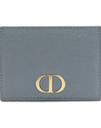 CHRISTIAN D1OR Card Case Pass Leather Blue Gray Ladies